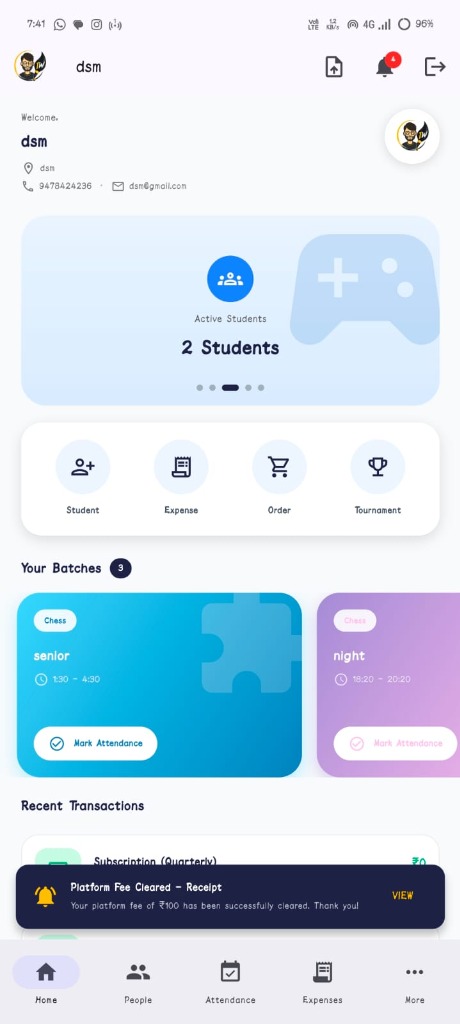 DSM Academy Coaching and Student Management Mobile App