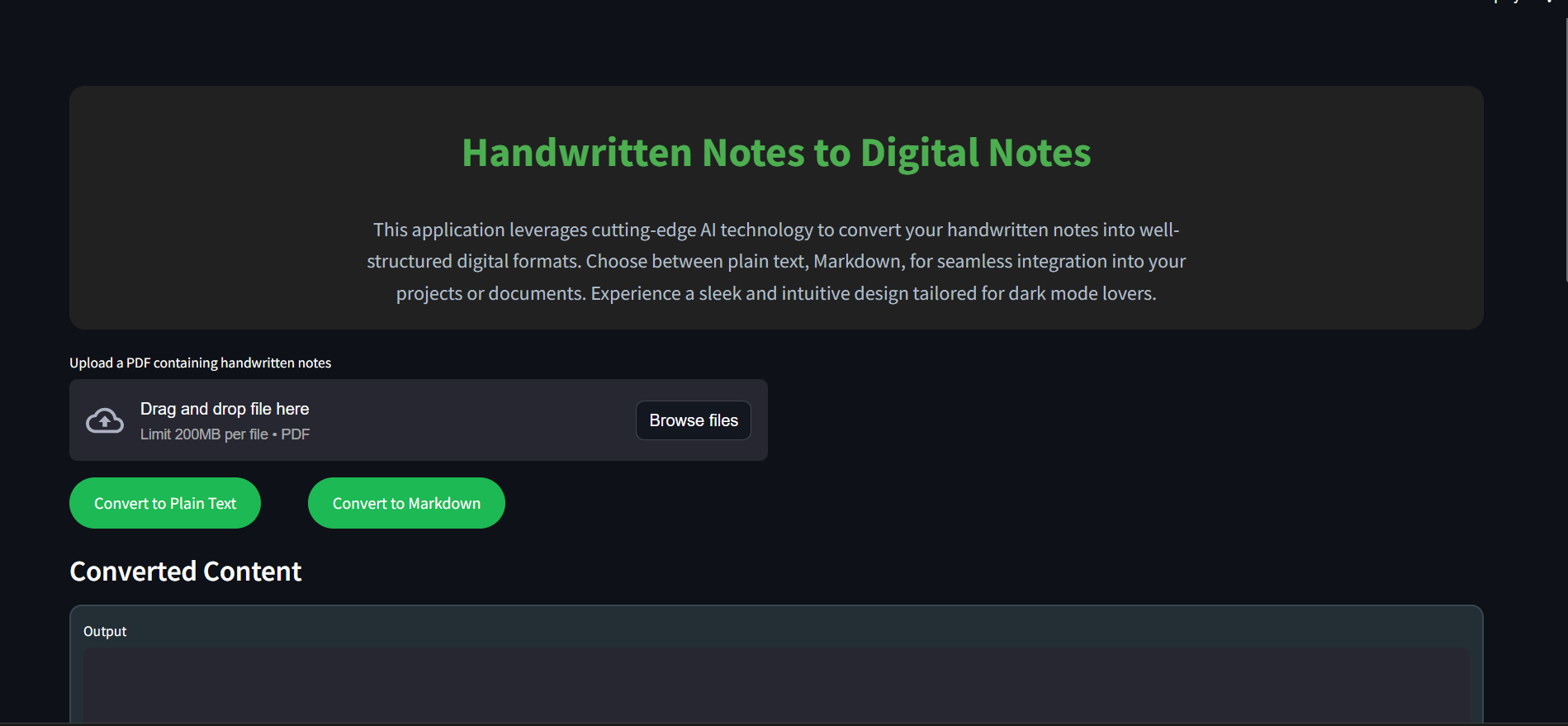 Handwritten notes to digital notes OCR web application