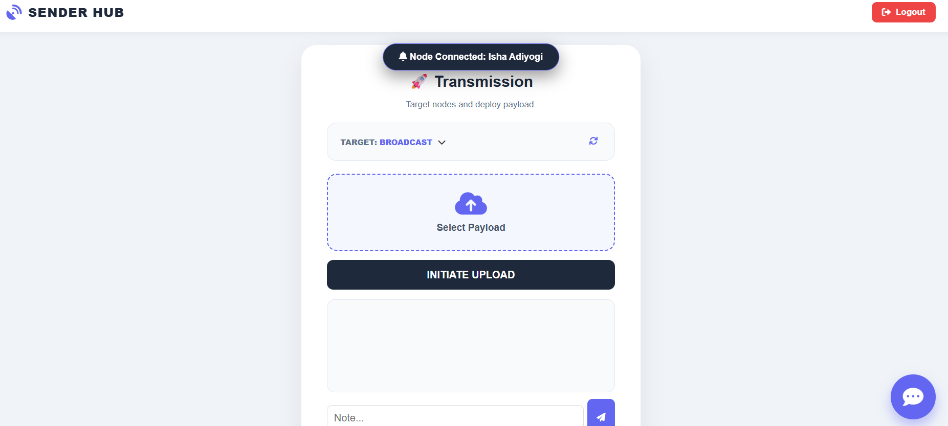 Sender Hub secure encrypted file transmission dashboard
